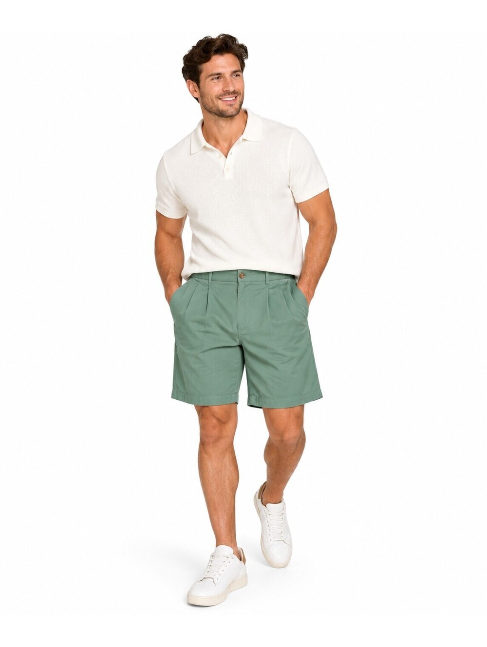 Goodfellow & Co Men's XL Pleated Shorts Green Cotton Rayon